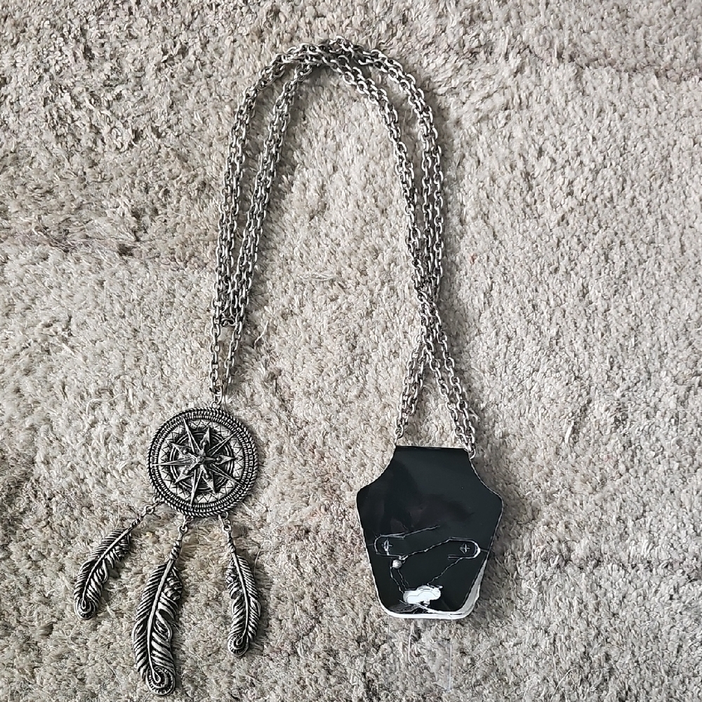 Silver Dreamcatcher Duel Necklace